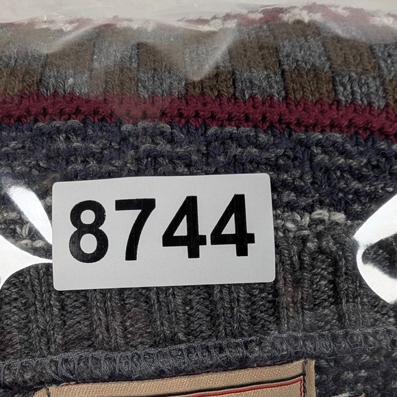 Vintage Woolrich Sweater Mens Large Fair Isle Stripe Cotton Knit Made USA - Picture 7 of 7